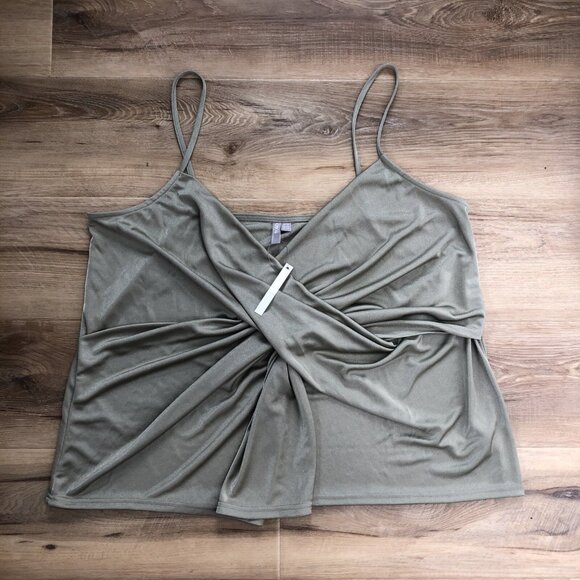 ASOS Draped Surplice Sleeveless Blouse Women 18 Green V-Neck Coquette NWT - Picture 4 of 10